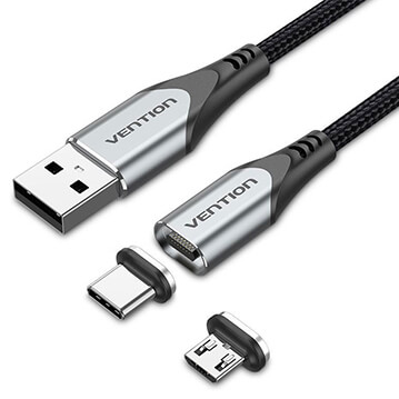 Voorbeeld van een magnetische USB-C oplaadkabel.